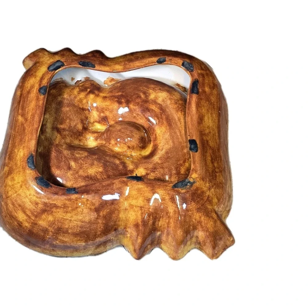 Ashtray Glove‎ Mitt Shape Amber Drip Glaze Retro Catchall